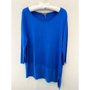 VINCE CAMUTO | Cobalt Blue 3/4 Sleeve Asymmetrical Hem Tunic Top | Size Large